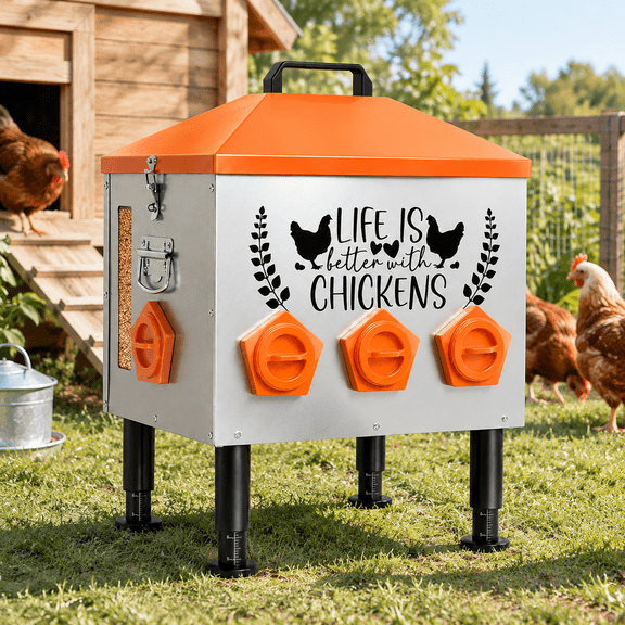 Tgeyd 50lb Metal Chicken Feeder Large No-waste And Feed Level Window