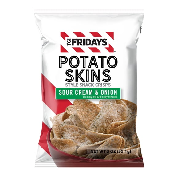TGI Fridays Sour Cream & Onion Potato Skins Style Snack Crisps, 3 oz - Packof 6
