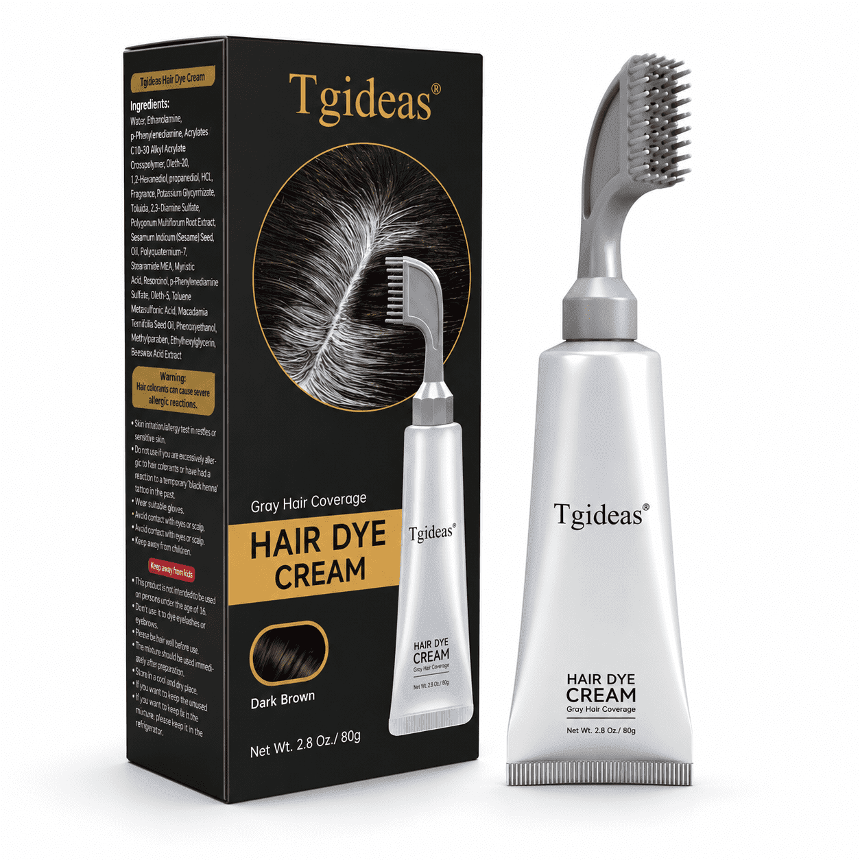 Tgideas 2-in-1 Comb Applicator Hair Dye Cream, Ammonia-Free Root