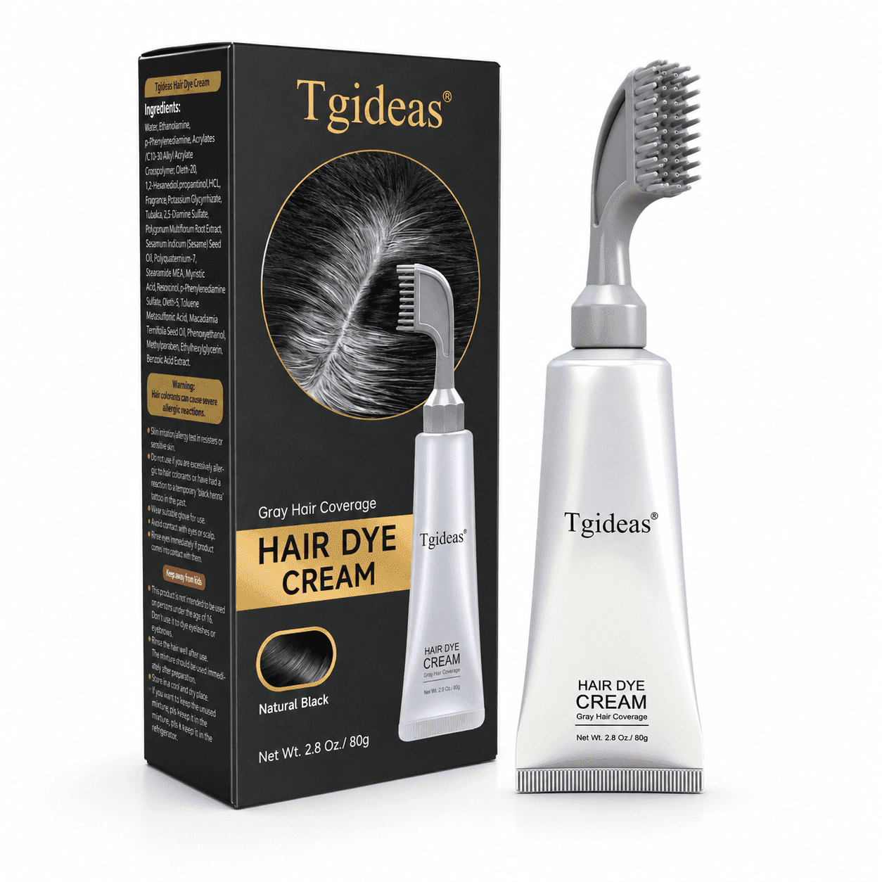 Tgideas 2-in-1 Comb Applicator Hair Dye Cream, Ammonia-Free Root