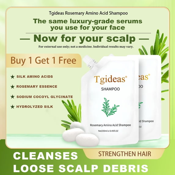 Tgideas Daily Shampoo with Rosemary, Amino Acid & Zinc PCA, Scalp & Hair Care, 8.45 fl oz (2 Pack)