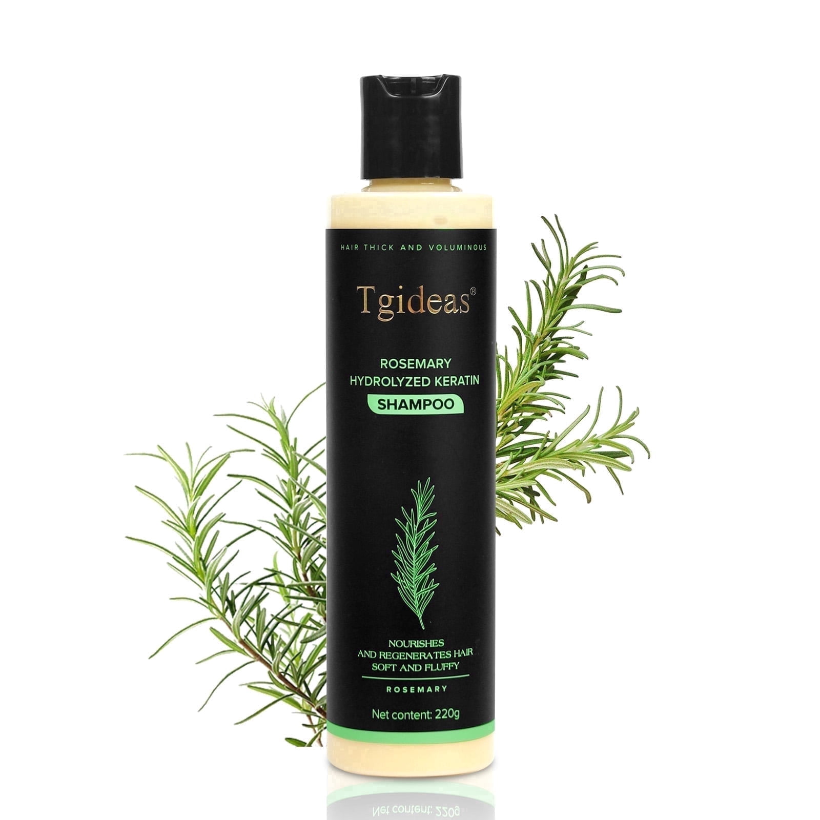 Tgideas Rosemary Shampoo for Women Men ,Natural Thickening & Strengthening Shampoo with Hydrolyzed Keratin for Thinning Hair & Breakage 7.4 fl.oz