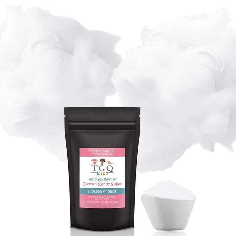 Tgq Kidz Natural Cotton Candy Sugar, Kosher Cotton Candy Floss, Nostalgia Flavored Cotton Candy Floss Sugar, Dye-Free, Multiple Flavors Available Cotton Clouds White Chocolate 8oz - com