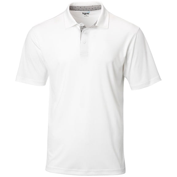 TGW Men's Collar Trim Solid Golf Polo Shirt for Golfing White M