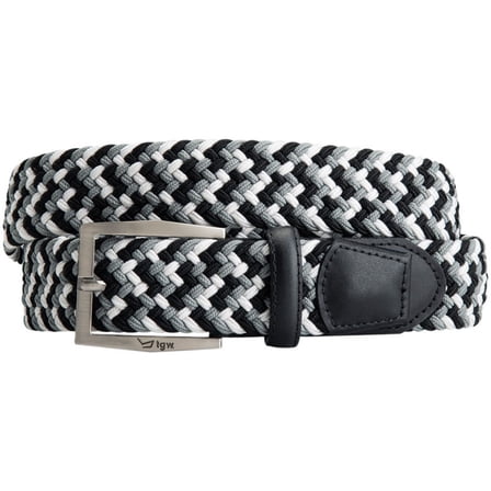 TGW Men's Multi Color Stretch Woven Golf Belt for Golfing Black/White/Grey 32