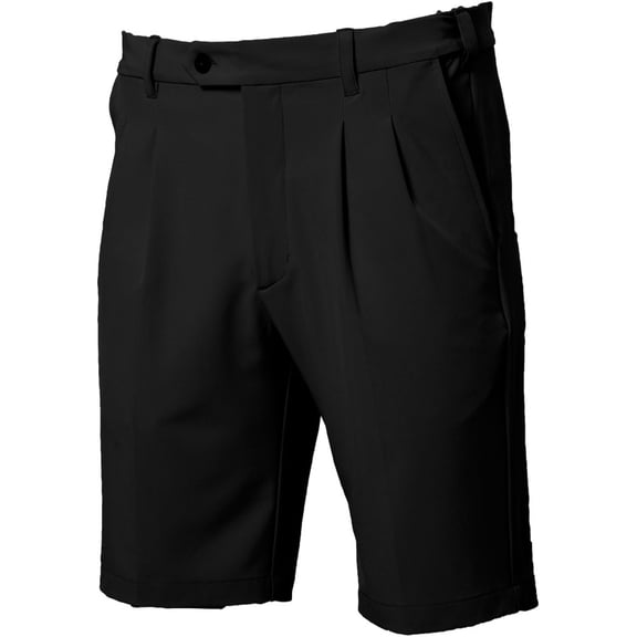 TGW Men's Pleated Expandable Waist Performance 10In Golf Shorts for Golfing Black 10 In. 32