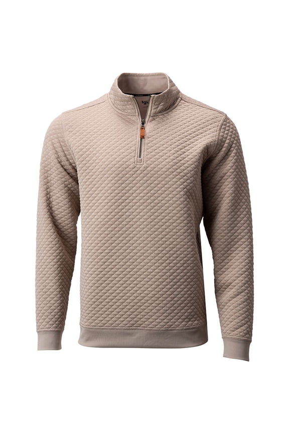 Men's Quilted Golf Pullover Jacket for Golfing Tan 3Xl