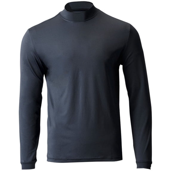 Tgw Mens Solid Performance Long Sleeve Golf Mock Neck T-Shirt for Golfing Black L