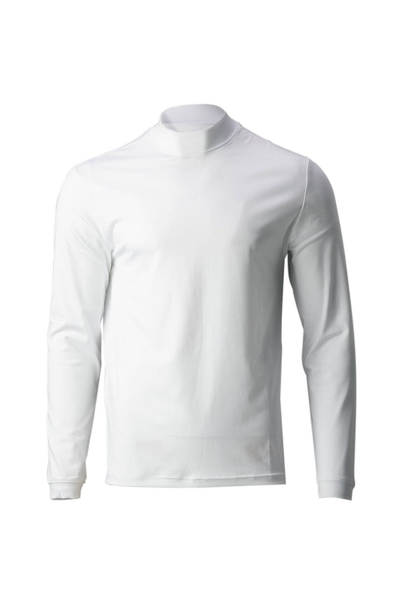 Mens Solid Performance Long Sleeve Golf Mock Neck T-Shirt for Golfing White 2Xl