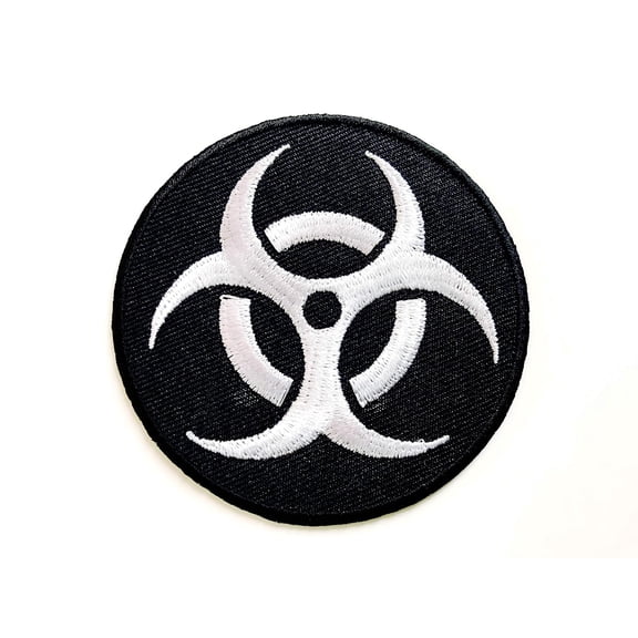 Th Biohazard Symbol Sign Danger Poison Toxic Warning Black Logo Applique Embroidered Sew On Iron On Patch For Backpacks Jeans Jackets Clothing