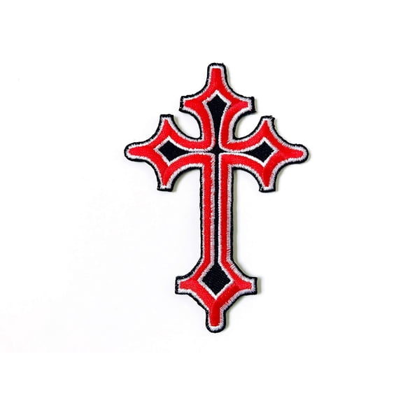 Th Celtic Red Cross Medieval Gothic Goth Embroidered Iron On Patches For Backpacks Jeans Jackets Clothing Etc