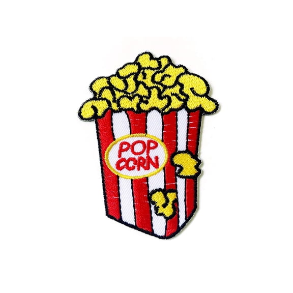 Th Popcorn Cute Sweet Red Color Logo Embroidered Sew On Iron On Patch For Backpacks Jeans Clothing
