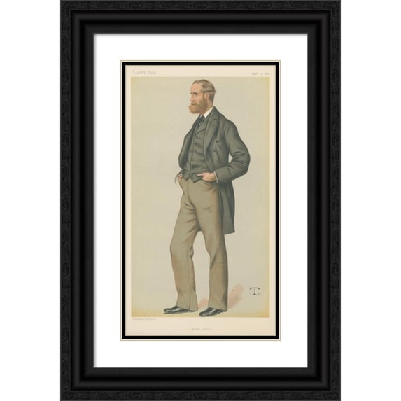 Théobald Chartran 10x14 Black Ornate Wood Framed Double Matted Museum Art Print Titled: Politicians - Vanity Fair. ‘Anti-Rent’. Mr. Charles Stewart Parnell. 11 September 1880 (1880)