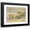 thumbnail image 1 of Théodore Chassériau 14x12 Black Modern Framed Museum Art Print Titled - Drover with Oxen Pulling a Cart (1840-41), 1 of 5