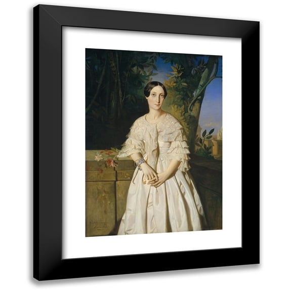 Théodore Chassériau 18x24 Black Modern Framed Museum Art Print Titled - Comtesse De La Tour-Maubourg (Marie-Louise-Charlotte-Gabrielle Thomas De Pange, 1816-1850) (1841)