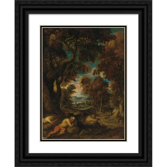 Théodore Géricault 11x14 Black Ornate Wood Framed Double Matted Museum Art Print Titled: The Sleep of the Peasants