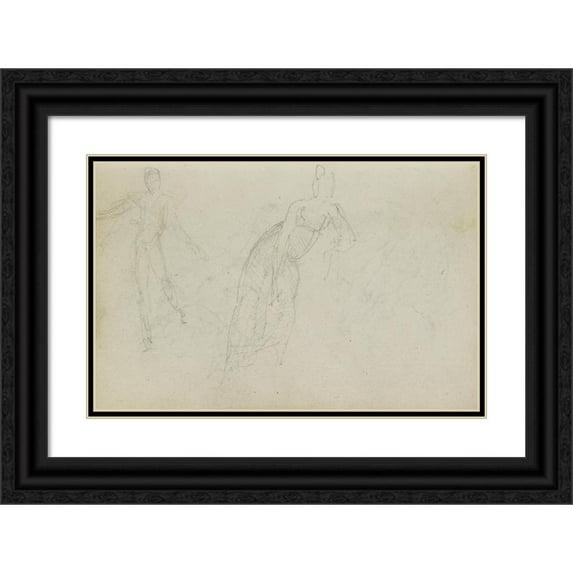 Théodore Géricault 14x11 Black Ornate Wood Framed Double Matted Museum Art Print Titled: Figure Studies (1812 - 1814)