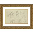 thumbnail image 1 of Théodore Géricault 18x13 Gold Ornate Wood Frame and Double Matted Museum Art Print Titled - Six Studies for Man Beside a Rearing Horse (1812 - 1814), 1 of 4