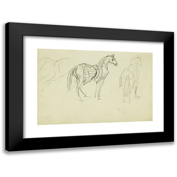 Théodore Géricault 24x17 Black Modern Framed Museum Art Print Titled - Three Horse Studies (1812 - 1814)