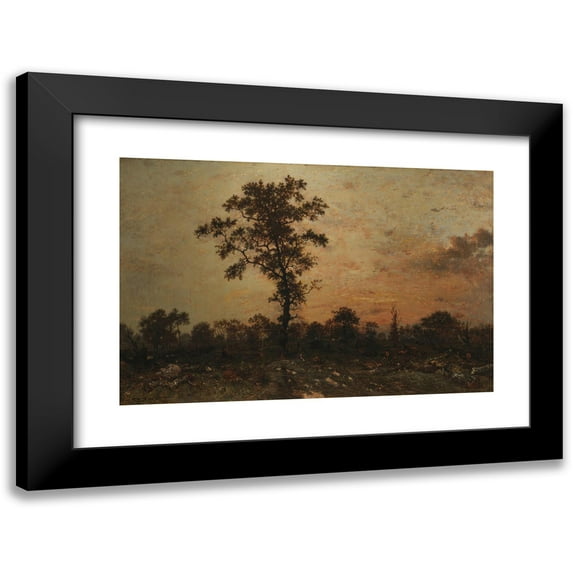 Théodore Rousseau 14x11 Black Modern Framed Museum Art Print Titled - Edge of the Forest, Sun Setting (circa 1845-1846)