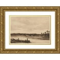 thumbnail image 1 of Théodore Rousseau 14x11 Gold Ornate Wood Frame and Double Matted Museum Art Print Titled - The Loing River at the Edge of the Forest of Fontainebleau (1830), 1 of 4