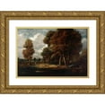 thumbnail image 1 of Théodore Rousseau 18x14 Gold Ornate Wood Frame and Double Matted Museum Art Print Titled - Landscape with Figures, 1 of 4