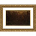 thumbnail image 1 of Théodore Rousseau 24x17 Gold Ornate Framed and Double Matted Museum Art Print Titled - The Forest in Winter at Sunset (ca. 1846-67), 1 of 4