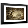 thumbnail image 1 of Théodore Rousseau 24x18 Black Modern Framed Museum Art Print Titled - Sunset from the Forest of Fontainebleau (1848), 1 of 5