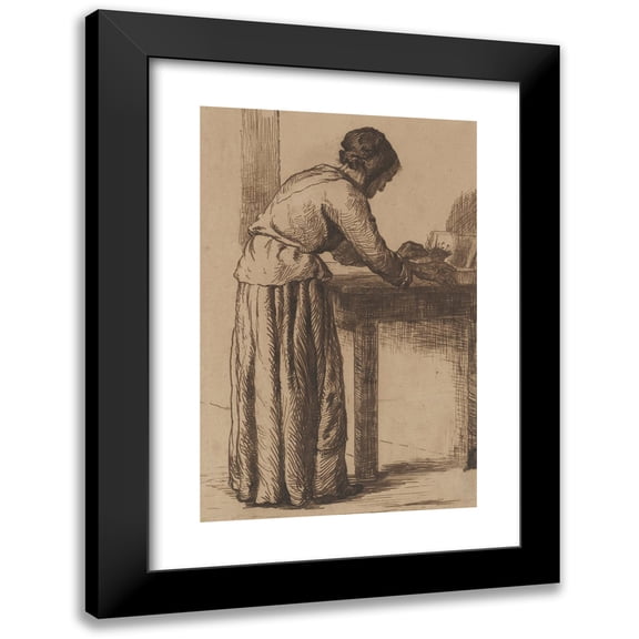 Théodule Ribot 13x18 Black Modern Framed Museum Art Print Titled - Old Woman Working (C. 1860)