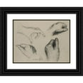 thumbnail image 1 of Théodule Ribot 18x15 Black Ornate Wood Framed Double Matted Museum Art Print Titled - Study of Hands (Recto) (1800s), 1 of 5