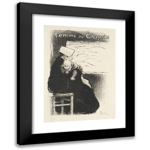 Théophile Alexandre Steinlen 11x14 Black Modern Framed Museum Art Print Titled - Chagrin Woman (1894)