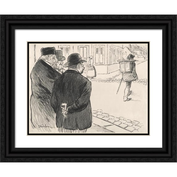 Théophile Alexandre Steinlen 14x12 Black Ornate Wood Framed Double Matted Museum Art Print Titled: He Acts Like a Painter