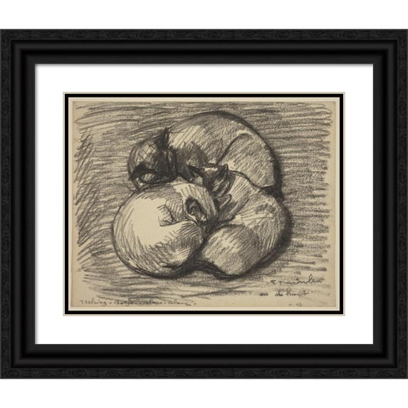 Théophile Alexandre Steinlen 14x12 Black Ornate Wood Framed Double Matted Museum Art Print Titled: The Cats - Tsching, Batzar and Blanc-Blanc