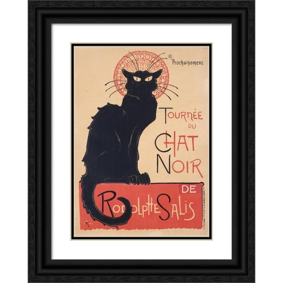 Théophile Alexandre Steinlen 18x24 Black Ornate Framed Double Matted Museum Art Print Titled: Black Cat Tour (1896)