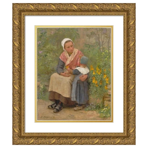 Théophile Louis Deyrolle 12x14 Gold Ornate Wood Frame and Double Matted Museum Art Print Titled - April in Brittany