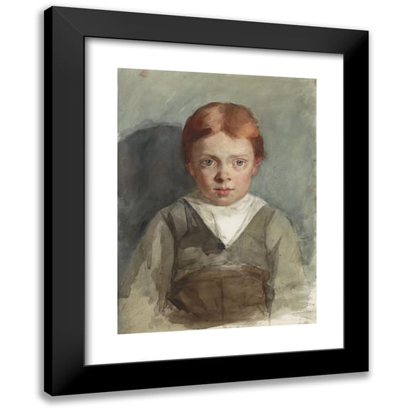 Thérèse Schwartze 11x14 Black Modern Framed Museum Art Print Titled - Portrait of a Boy with Red Hair, from the Front (1861 - 1918)