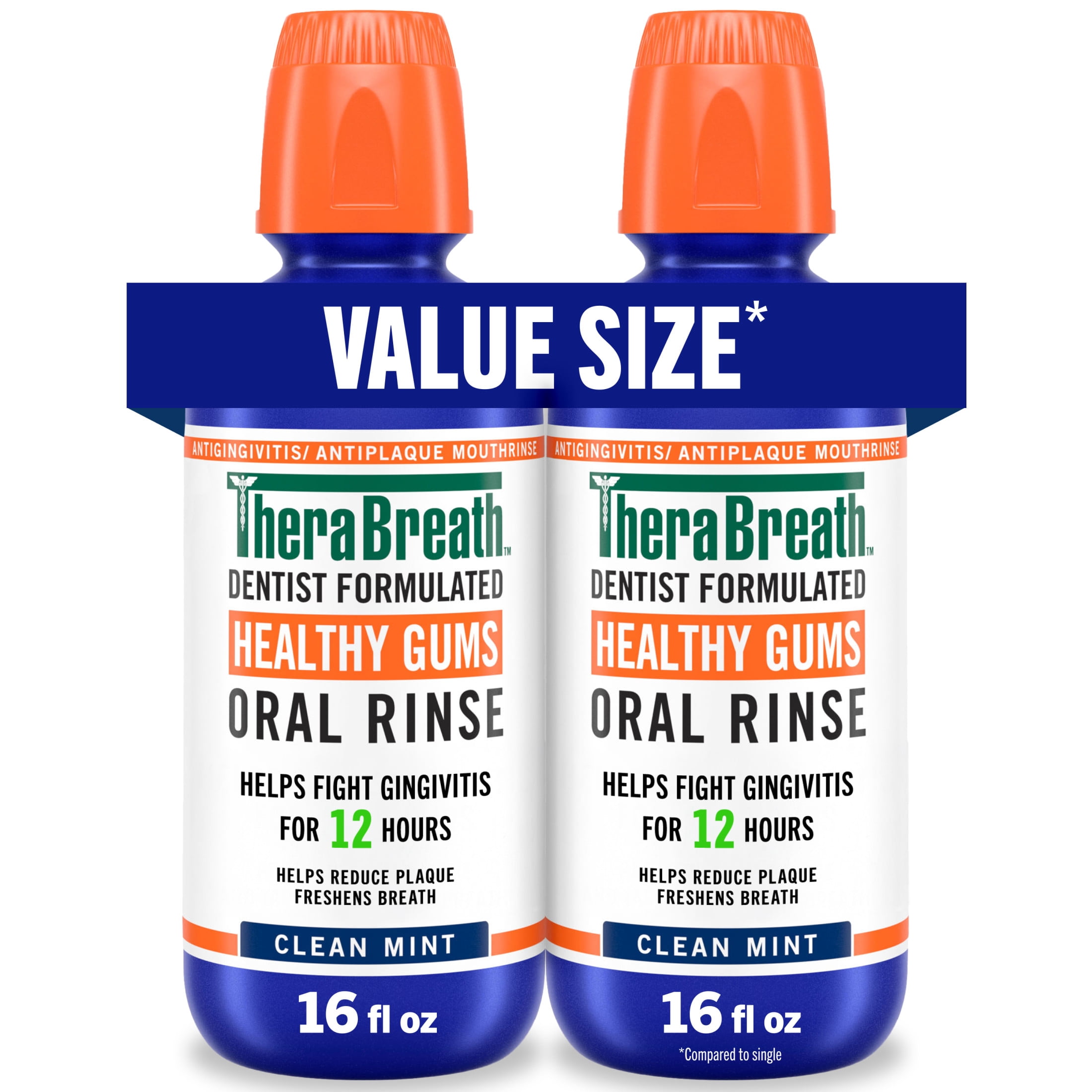 TheraBreath Healthy Gums Oral Rinse, Clean Mint Flavor, 16 fl oz, 2 Pack