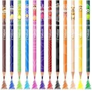 ThEast 12 Monster Colored Pencils, Wooden Coloring Pencils for Christmas Stocking Stuffers, Kids Fun Pencils, Party Favors Gifts, Pre-sharpened