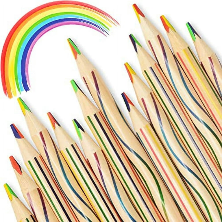 ThEast 30 Pieces Rainbow Colored Pencils, 4 Color in 1 Rainbow