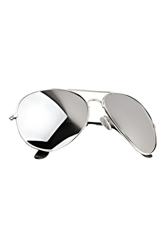 Men's Reflective Mirror Lens Classic Police Style Aviator Sunglasses, Silver