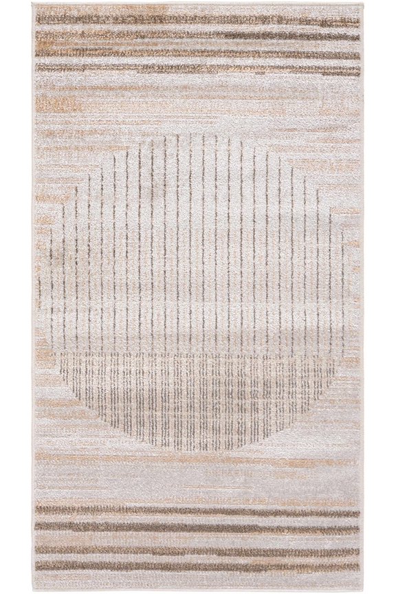 BoutiqueRugs Thad Contemporary Area Rug - Machine Washable - Beige, Brown - 2' x 2'11"