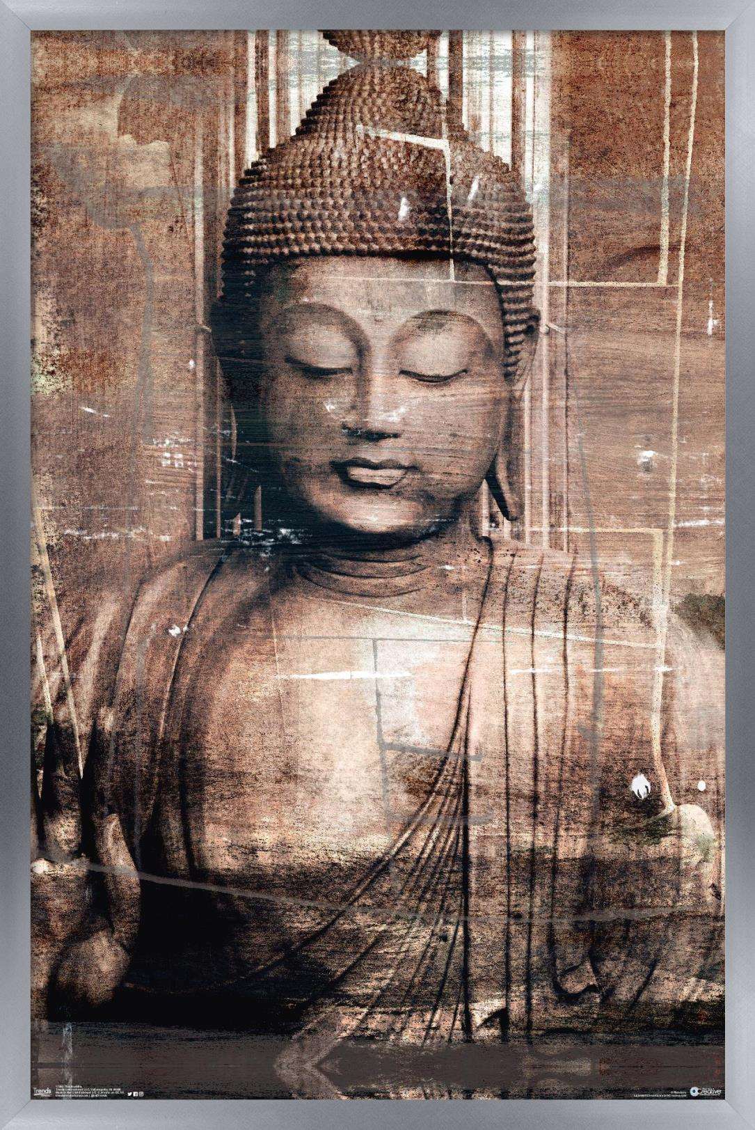 Thai Buddha Wall Poster, 14.725" x 22.375", Framed