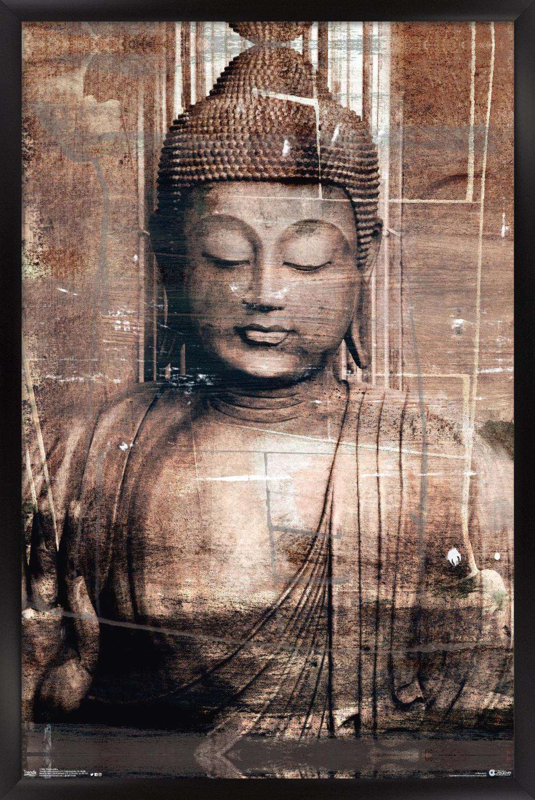 Thai Buddha Wall Poster, 14.725" x 22.375", Framed