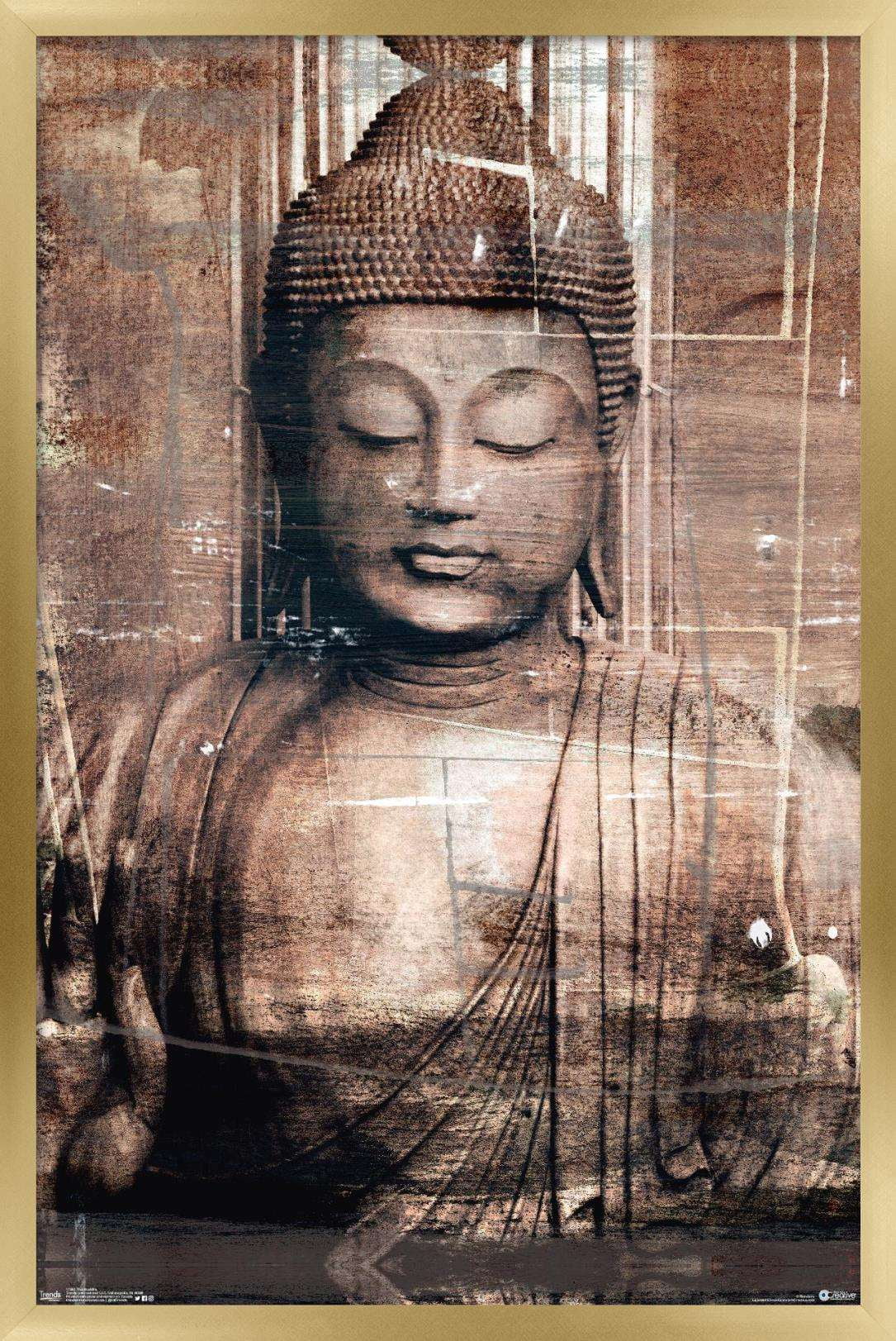 Thai Buddha Wall Poster, 14.725" x 22.375", Framed