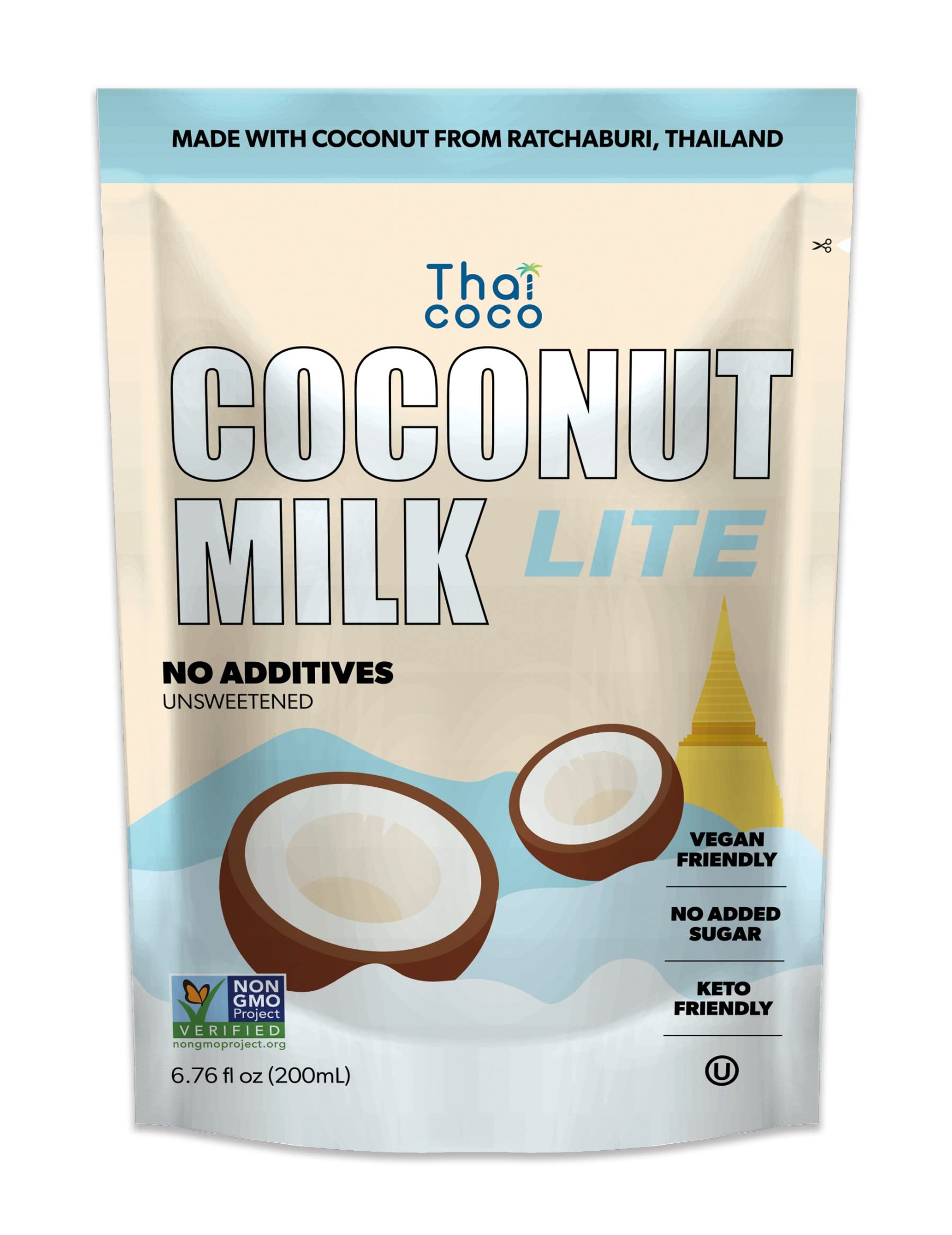 Thai Coco Light Coconut Milk Pouches Lite Coconut Milk Unsweetened