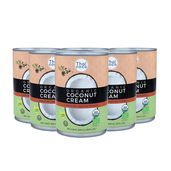 Thai Coco - Organic Coconut Cream Full Fat Unsweetened Heavy Cream - 14 fl. oz. 6 Pk