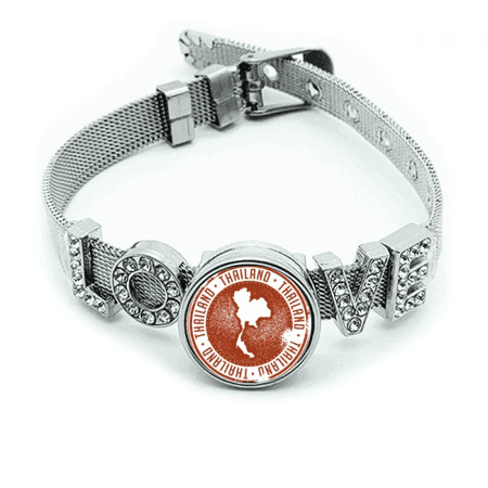 Thai Culture I Love Thailand Map Bracelet Wristband Crystal Love Adjustable Bangle