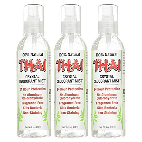 Thai Deodorant Stone Crystal Mist Natural Deodorant Spray 8 oz. Bundle (Pack Of 3)