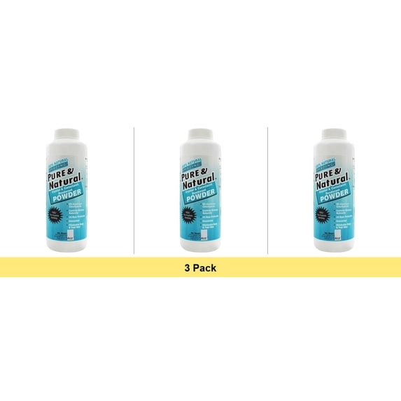 Thai Deodorant Stone Pure And Natural Crystal And Cornstarch Deodorant Powder, 4 Oz - 3 Pack