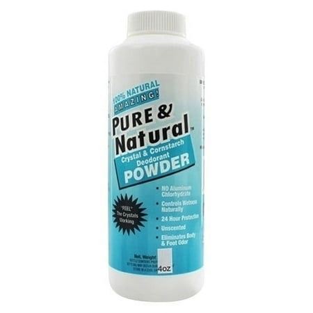 Thai Deodorant Stone Pure And Natural Crystal And Cornstarch Deodorant Powder, 4 Oz